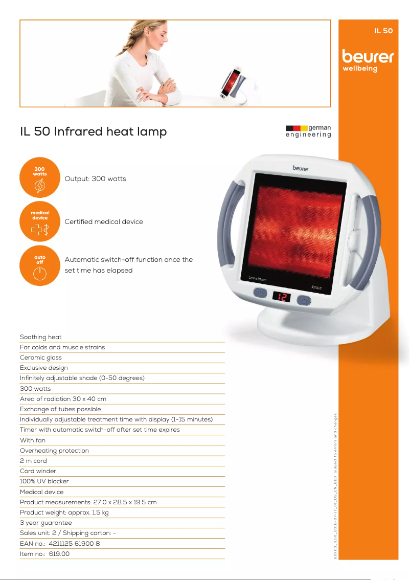 Página 1 del manual Ficha técnica Beurer IL 50