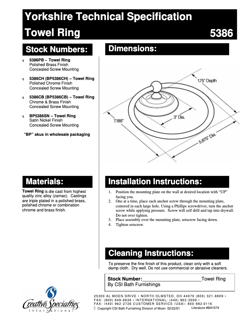 Imagen de la primera página del manual del dispositivo Yorkshire 5386CH