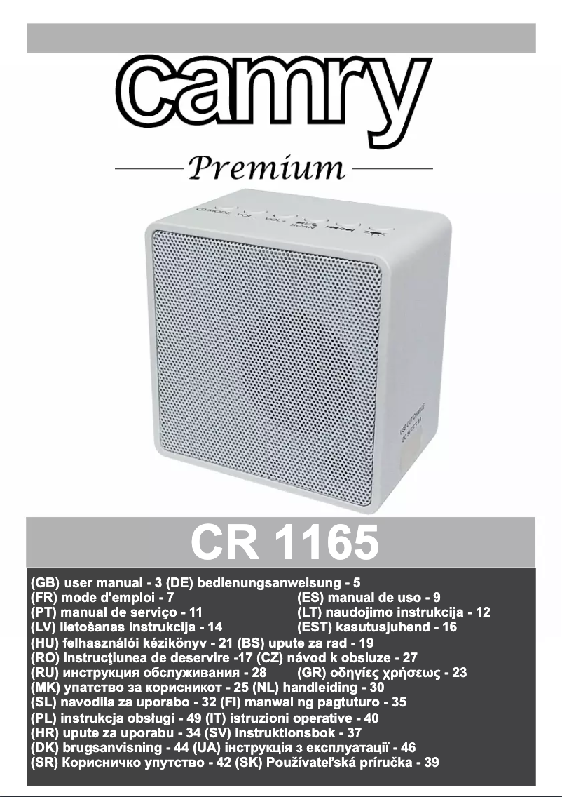 Página 1 del manual Manual de usuario Camry CR 1165