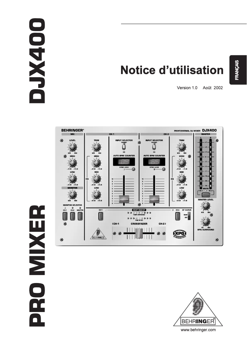 Imagen de la primera página del manual del dispositivo DJX400