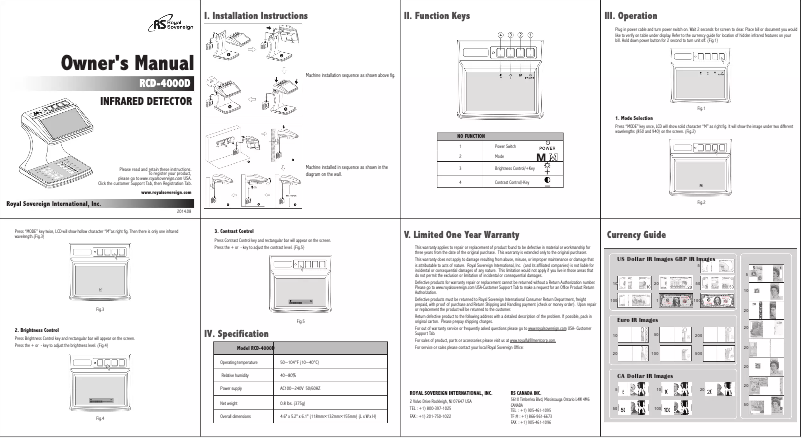 Imagen de la primera página del manual del dispositivo RCD-4000D