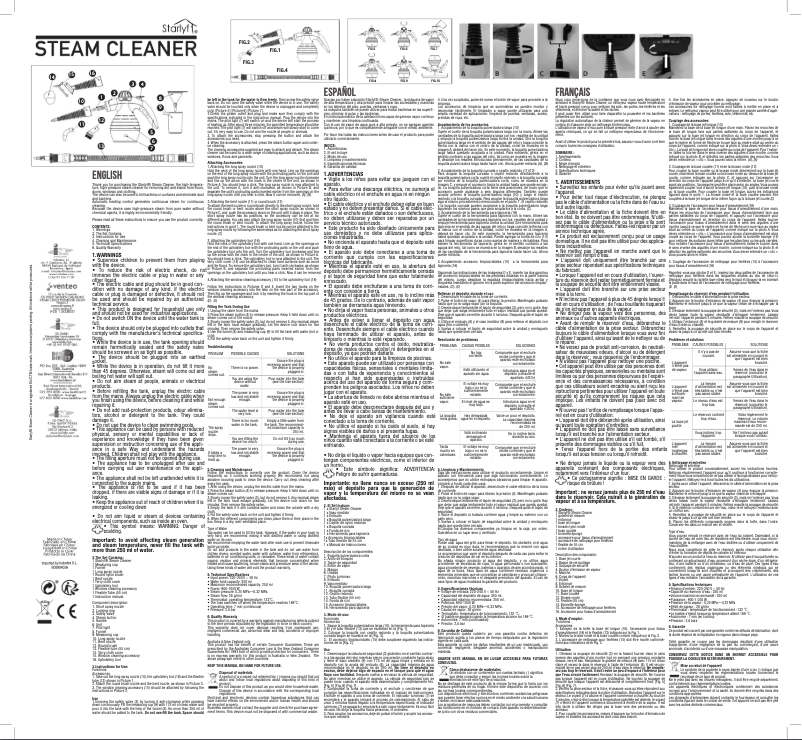 Imagen de la primera página del manual del dispositivo Steam Cleaner