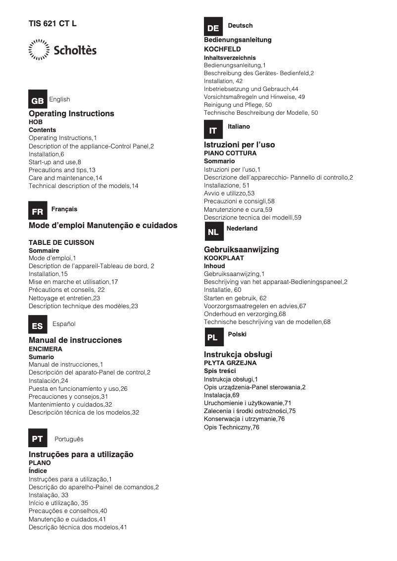 Imagen de la primera página del manual del dispositivo TIS 621 CT L