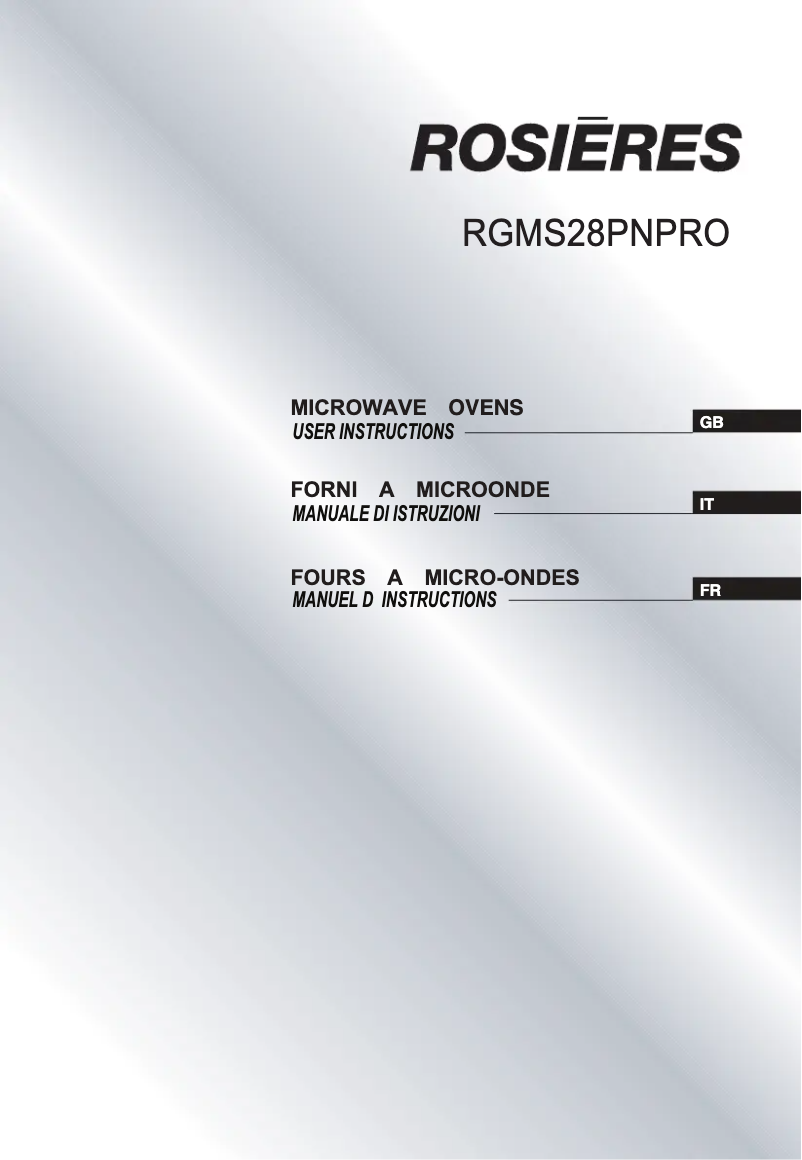Página 1 del manual Manual de usuario Rosieres RMGS28PNPRO