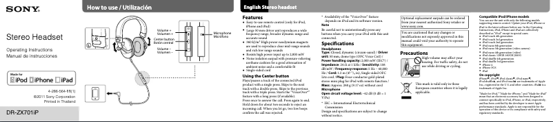 Página 1 del manual Manual de usuario Sony DR-ZX701iP
