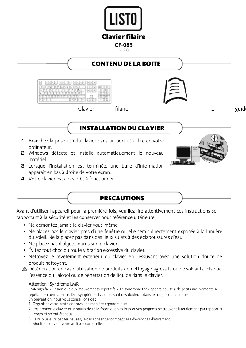 Página 1 del manual Manual de usuario Listo CF-083