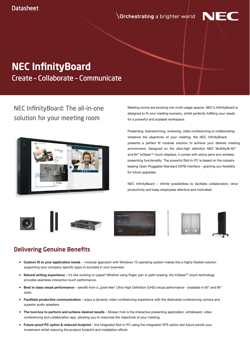 Página nº 1 - Ficha técnica NEC InfinityBoard 65″