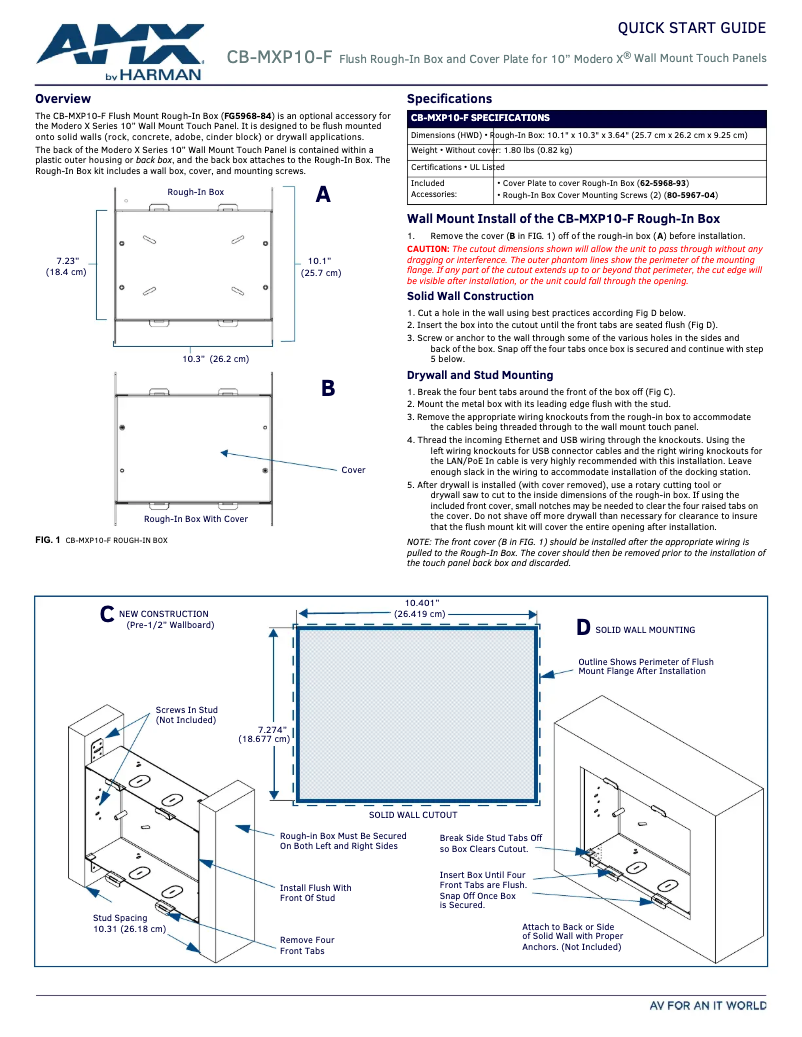 Página 1 del manual Manual de usuario AMX CB-MXP10-F