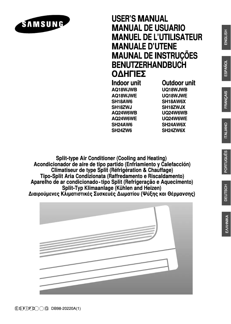 Página 1 del manual Manual de usuario Samsung SH18AW6X
