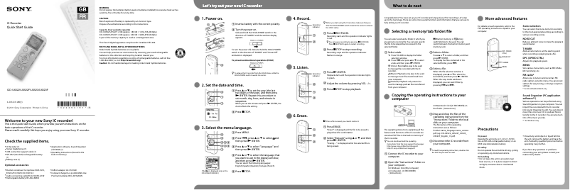 Imagen de la primera página del manual del dispositivo ICD-UX523
