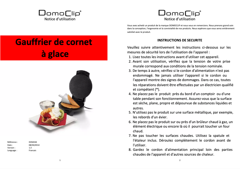 Página 1 del manual Manual de usuario Domoclip DOM244