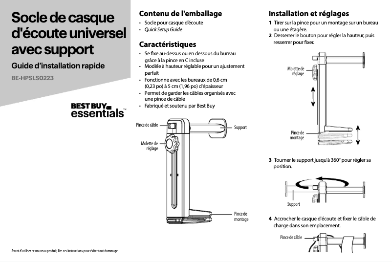 Imagen de la primera página del manual del dispositivo BE-HPSLS0223