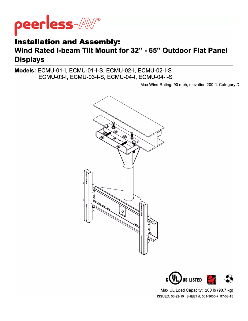 Página 1 del manual Manual de usuario Peerless-AV ECMU-01-I