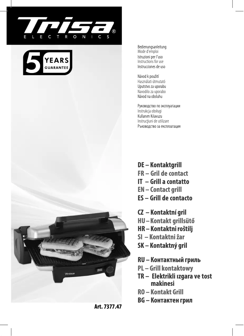 Imagen de la primera página del manual del dispositivo Hot Snack 7377.4712