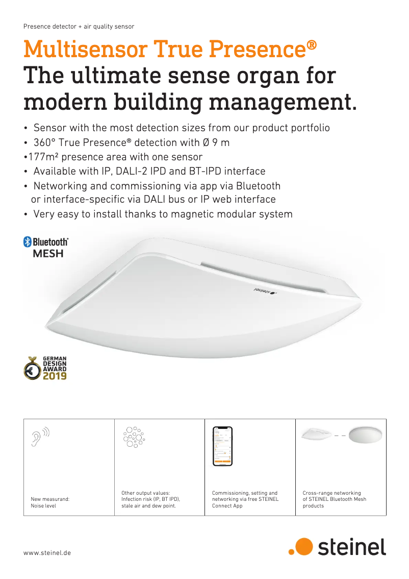Página 1 del manual Folleto Steinel Multisensor True Presence BT IPD