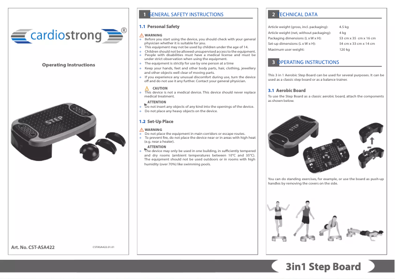 Página nº 1 - Manual de usuario Cardiostrong 3in1 Step Board