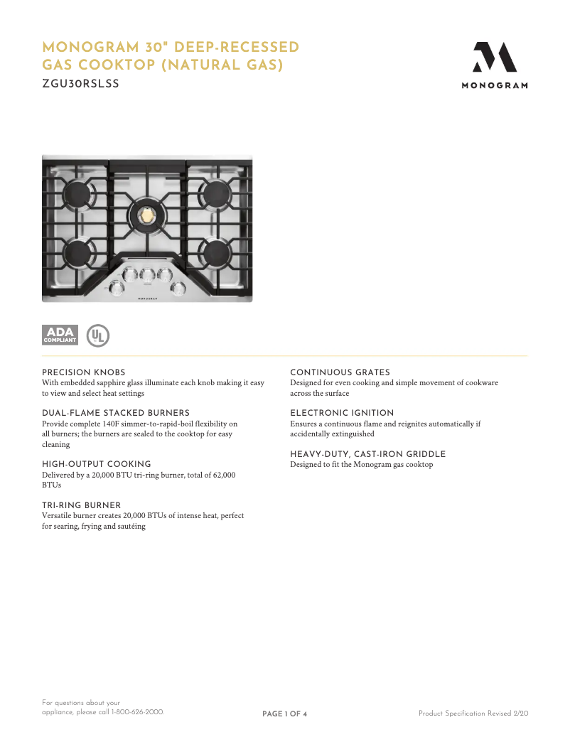 Imagen de la primera página del manual del dispositivo ZGU30RSLSS