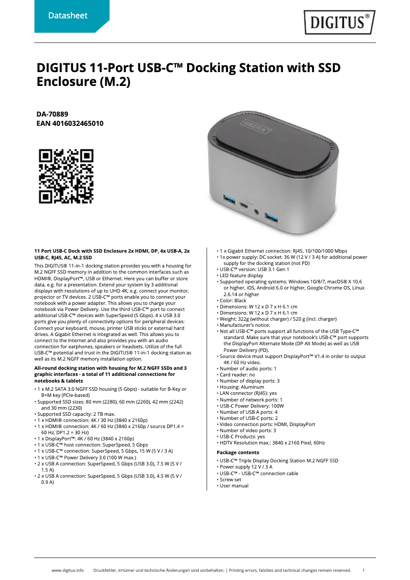 Imagen de la primera página del manual del dispositivo DA-70889