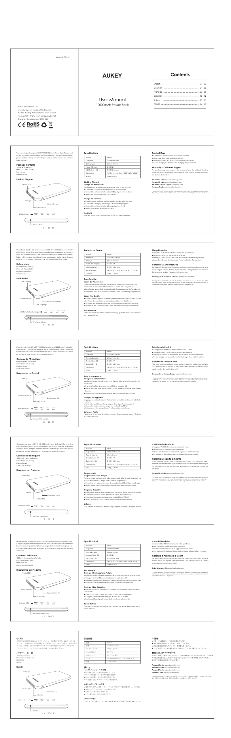 Imagen de la primera página del manual del dispositivo PB-N51