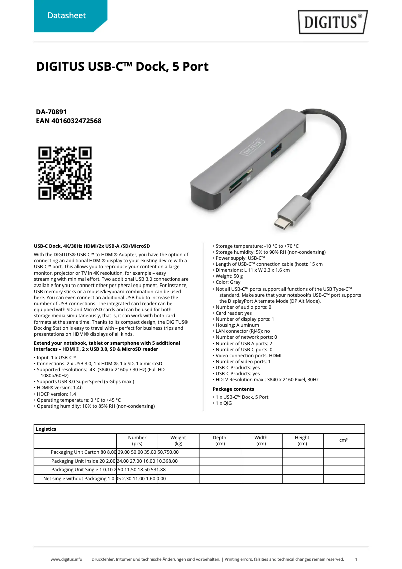 Imagen de la primera página del manual del dispositivo DA-70891