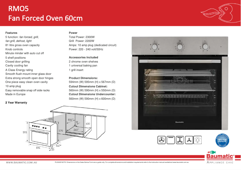 Página 1 del manual Ficha técnica Baumatic RMO5
