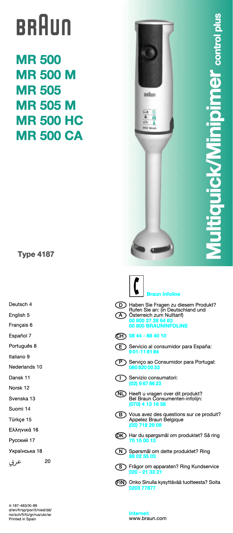 Página 1 del manual Manual de usuario Braun Multiquick MR 500