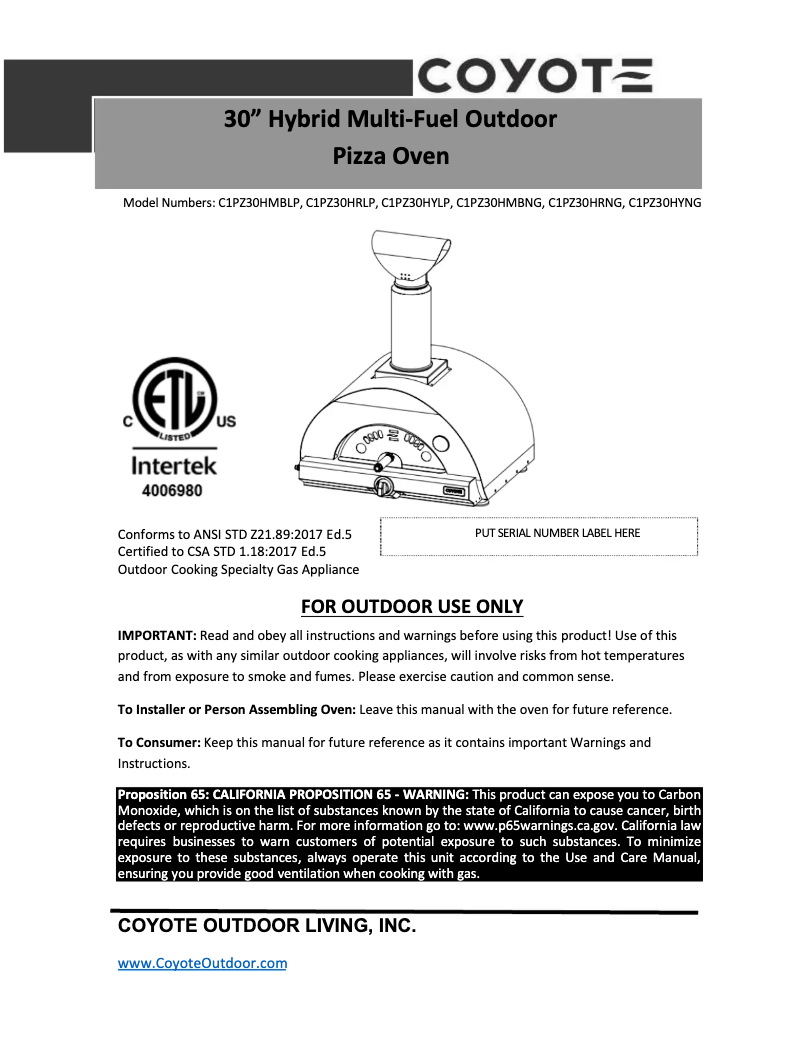 Imagen de la primera página del manual del dispositivo C1PZ30HMB