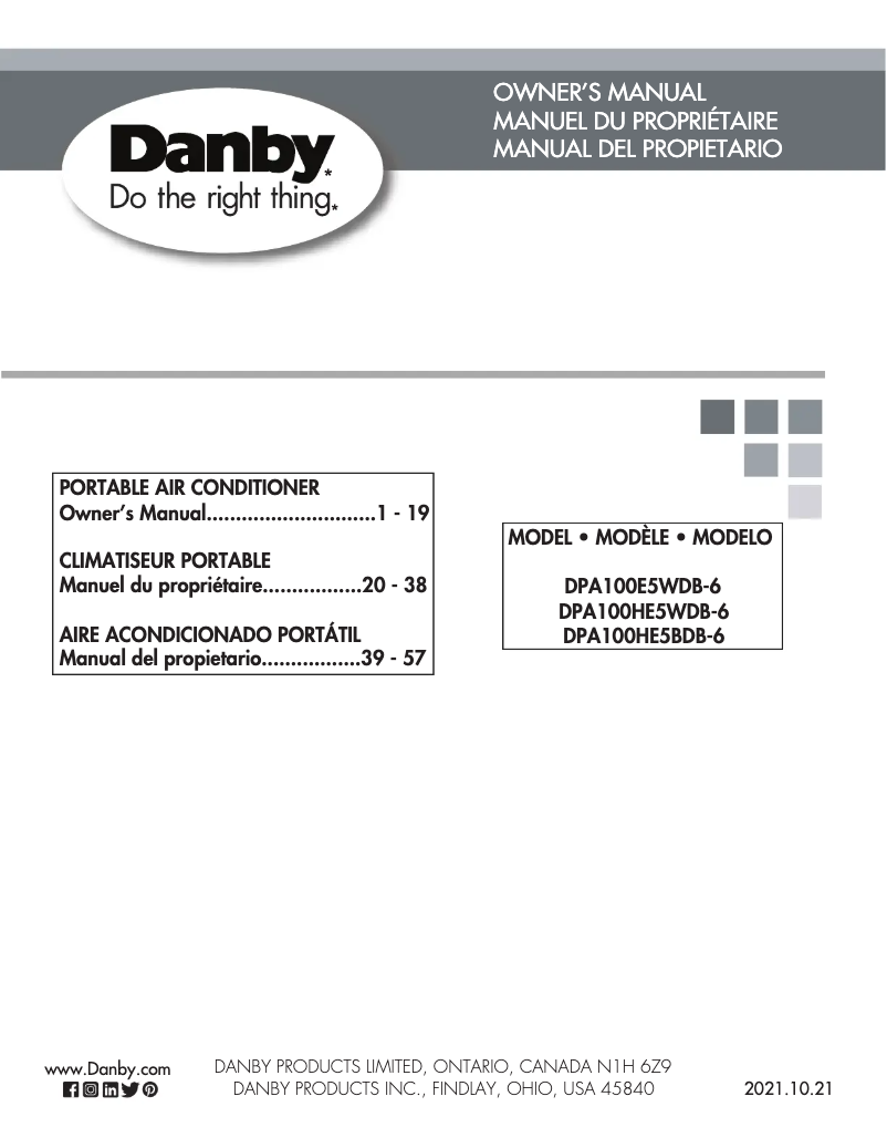 Página nº 1 - Manual de usuario Danby DPA100HE5WDB-6