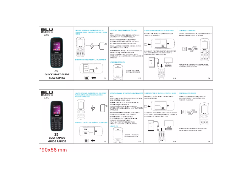 Imagen de la primera página del manual del dispositivo Z5