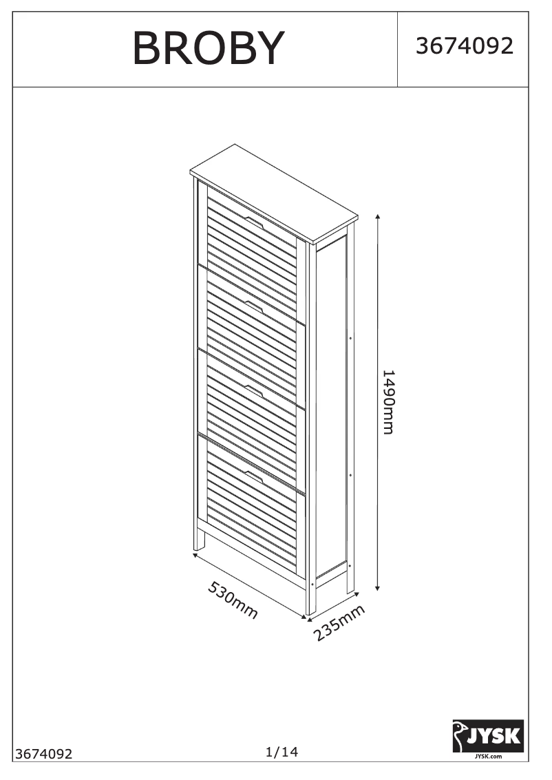 Página 1 del manual Manual de usuario JYSK Broby (53x149x24)