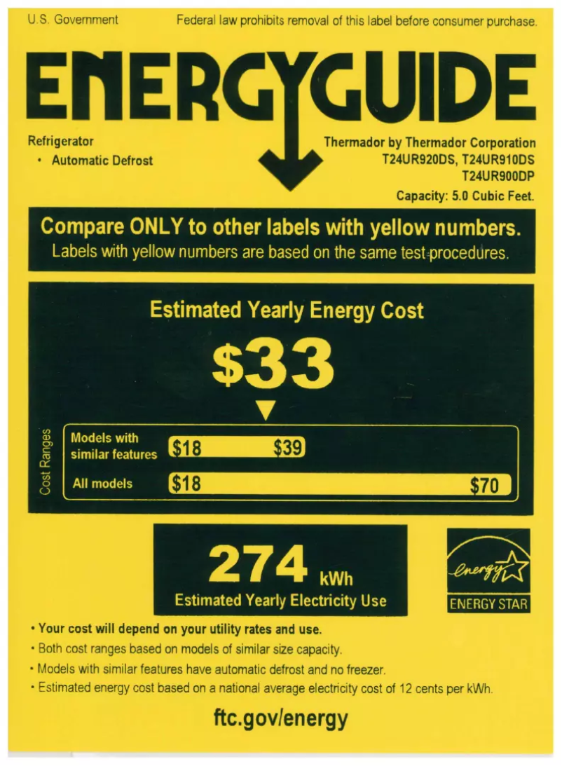 Página 1 del manual Etiqueta energética Thermador T24UR900DP