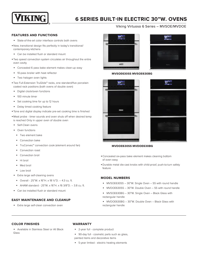 Página nº 1 - Ficha técnica Viking MVDOE630SS