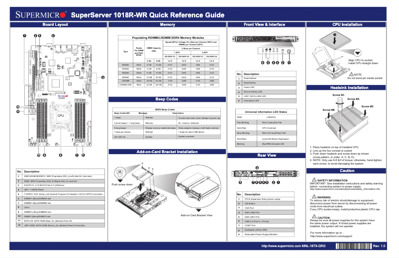 Imagen de la primera página del manual del dispositivo SuperServer 1018R-WR