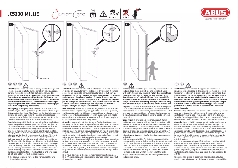Página 1 del manual Guía de instalación Abus JC5200A MILLIE