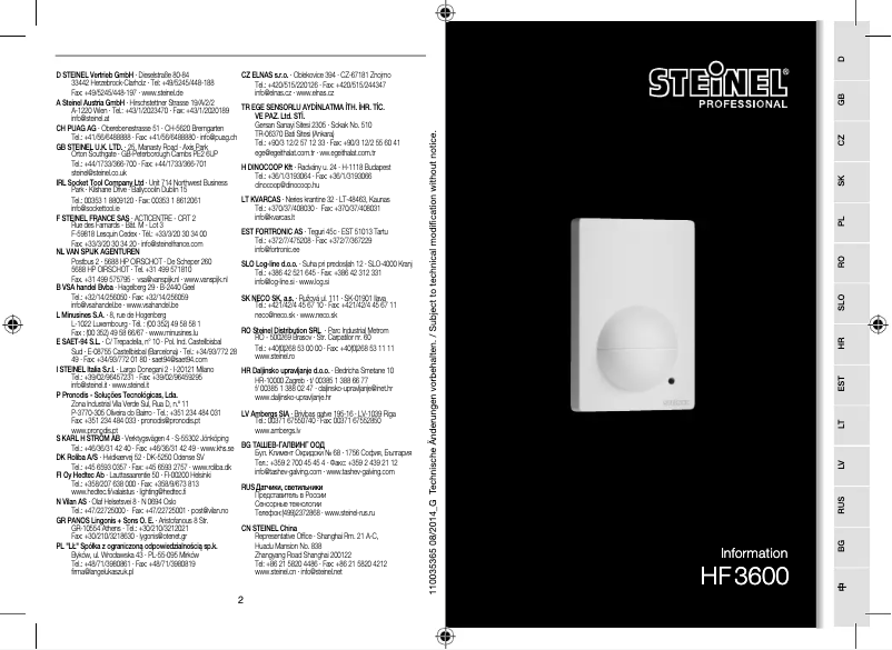 Página 1 del manual Manual de usuario Steinel HF 3600