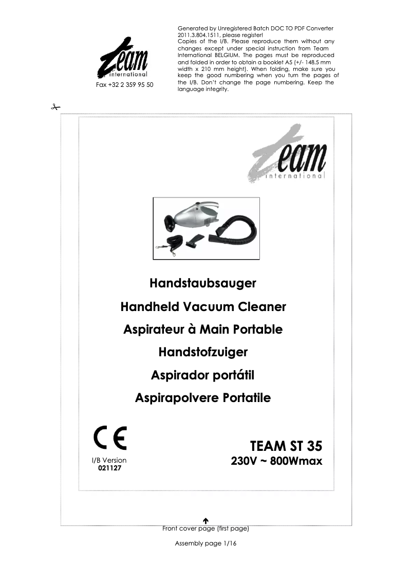 Imagen de la primera página del manual del dispositivo ST 35