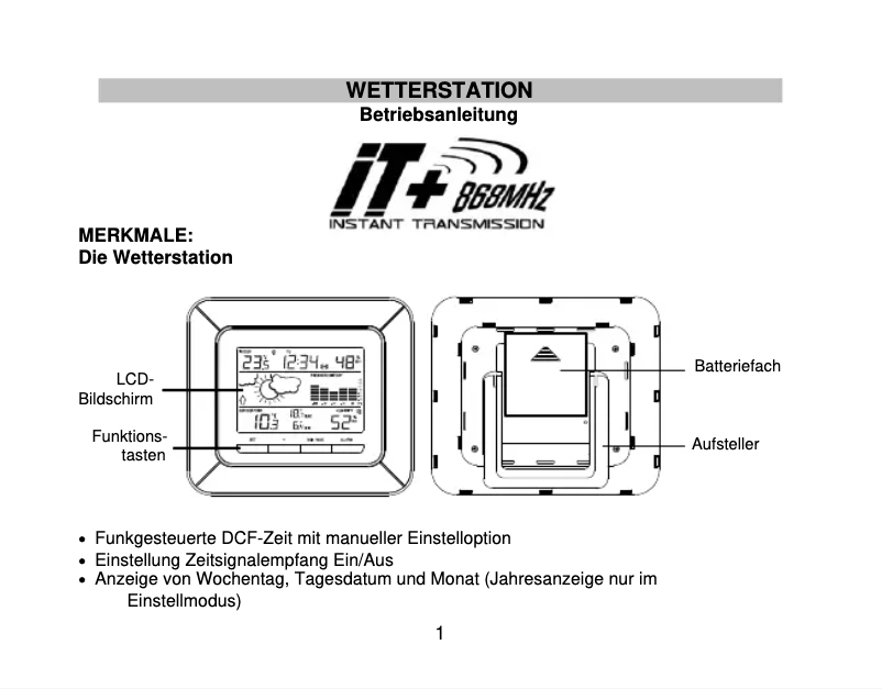 Imagen de la primera página del manual del dispositivo WS 9273
