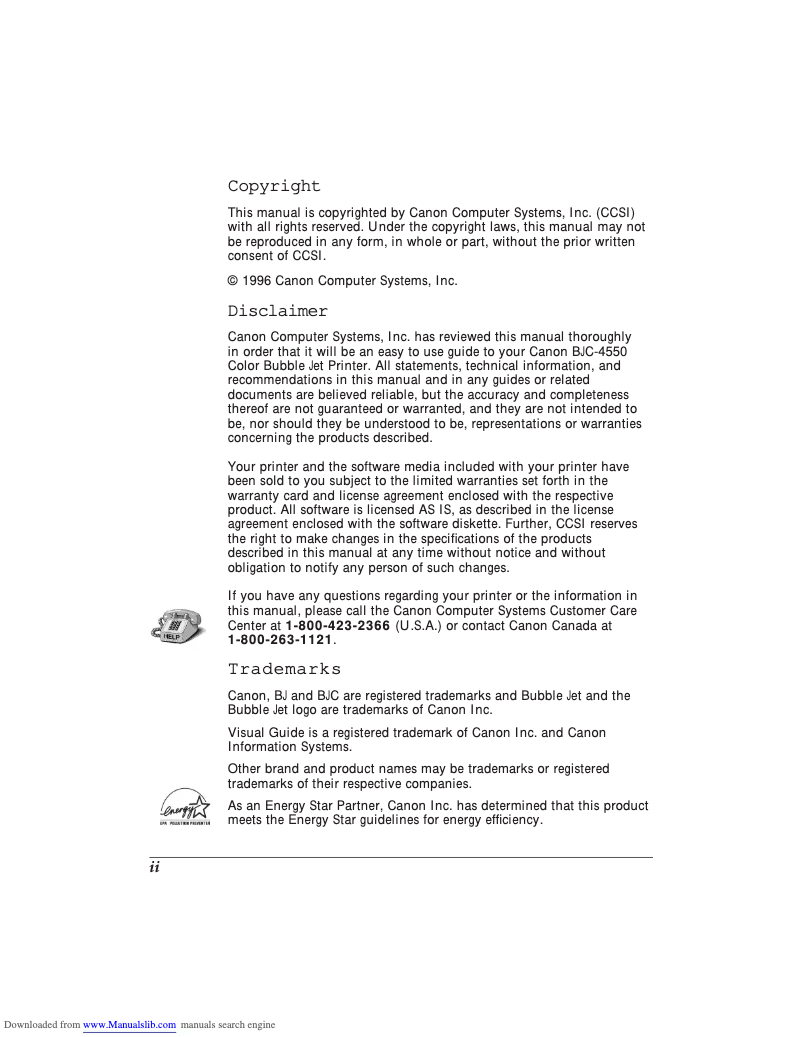 Página 1 del manual Manual de usuario Canon BJC-4550