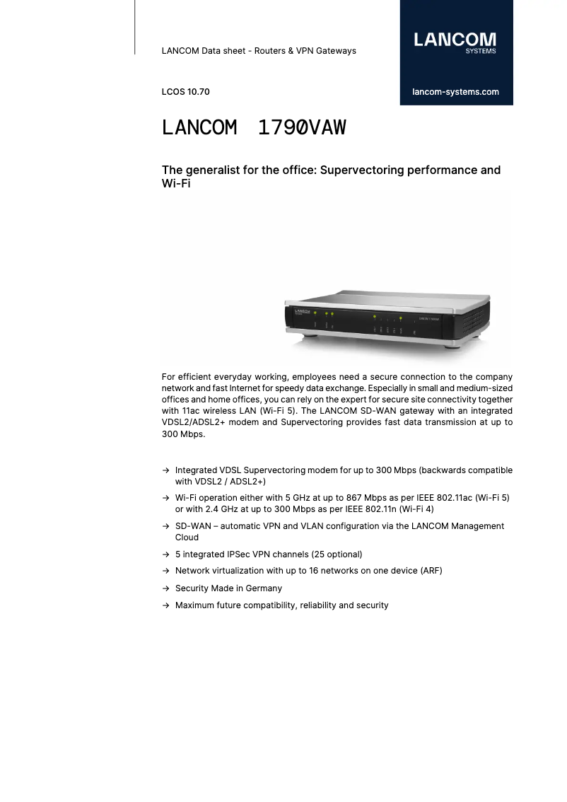 Imagen de la primera página del manual del dispositivo 1790VAW