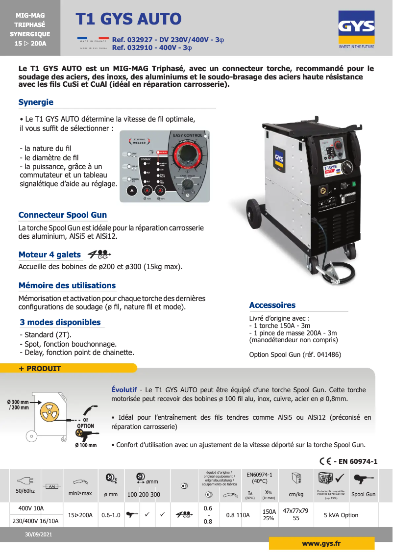 Imagen de la primera página del manual del dispositivo T1 GYS Auto