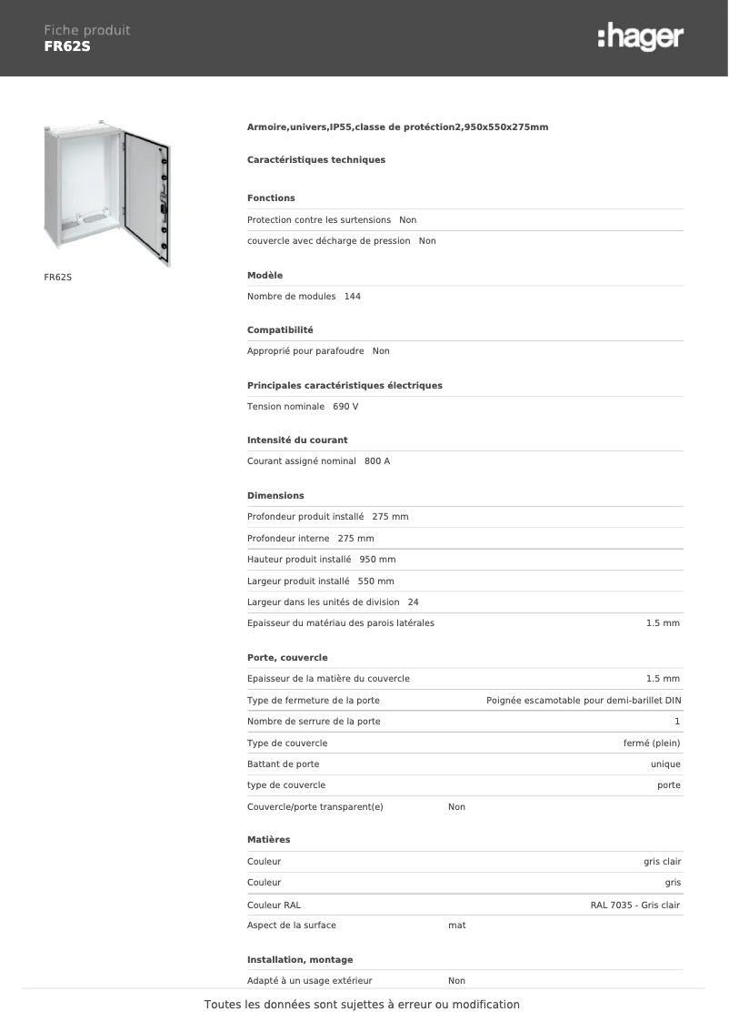 Imagen de la primera página del manual del dispositivo FR62S