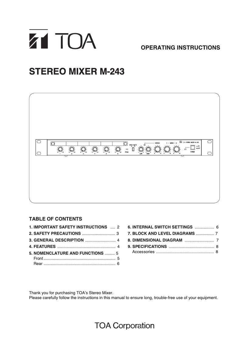 Imagen de la primera página del manual del dispositivo M-243