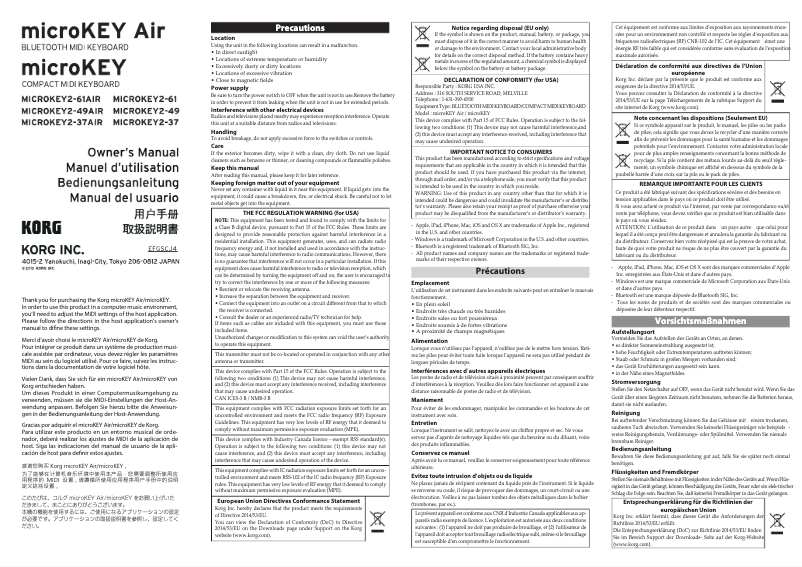 Página 1 del manual Manual de usuario Korg microKEY2-37