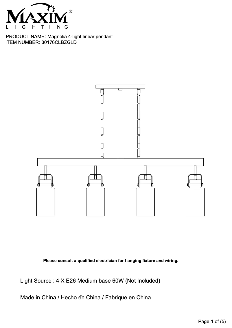 Imagen de la primera página del manual del dispositivo Magnolia 30176CLBZGLD