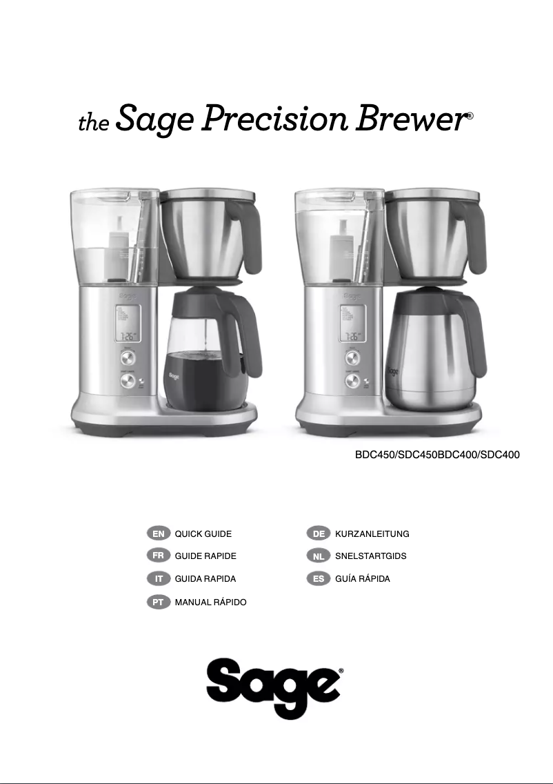 Página 1 del manual Manual de usuario Sage Precision Brewer Thermal BDC450