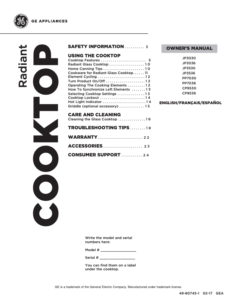 Imagen de la primera página del manual del dispositivo JP5030DJBB