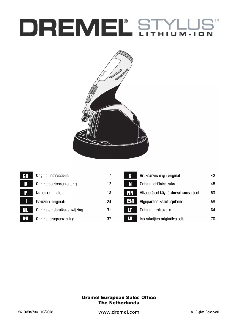 Página 1 del manual Manual de usuario Dremel Stylus 1100-25