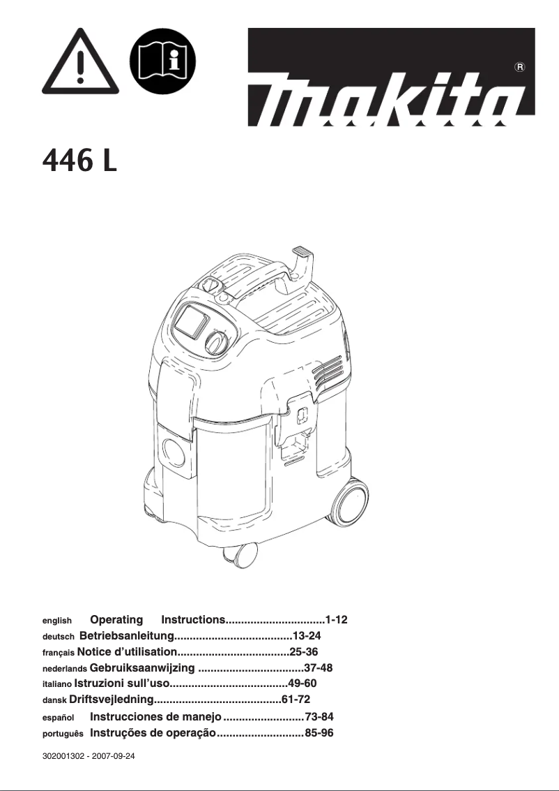 Página 1 del manual Manual de usuario Makita 446LX