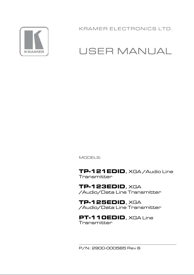 Página nº 1 - Manual de usuario Kramer TP-121EDID