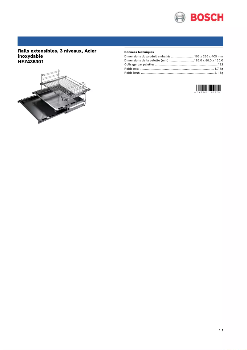 Página nº 1 - Ficha técnica Bosch HEZ438301